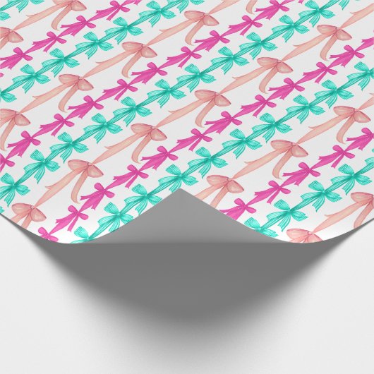 Coquette Turquoise & Pink Bows Geschenkpapier (Ecke)