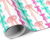 Coquette Turquoise & Pink Bows Geschenkpapier (Rolleneckpunkt)