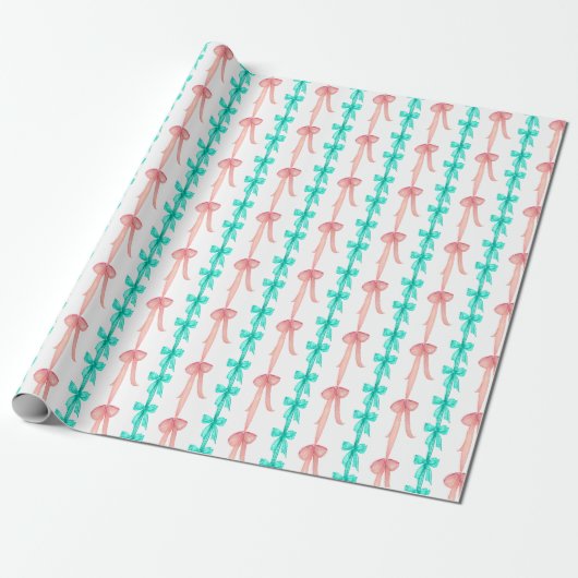Coquette Turquoise & Pink Bows Geschenkpapier (Ungerollt)