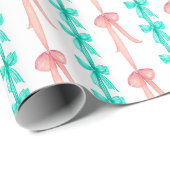 Coquette Turquoise & Pink Bows Geschenkpapier (Rolleneckpunkt)