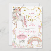 Coquette Unicorn Magical Day Girl Birthday Einladung (Vorderseite)