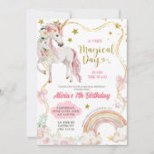 Coquette Unicorn Magical Day Girl Birthday Einladung (Vorderseite)