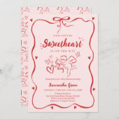 Coquette Valentine Babydusche Einladung (Vorne/Hinten)