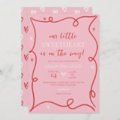 Coquette Valentine Babydusche Einladung (Vorne/Hinten)