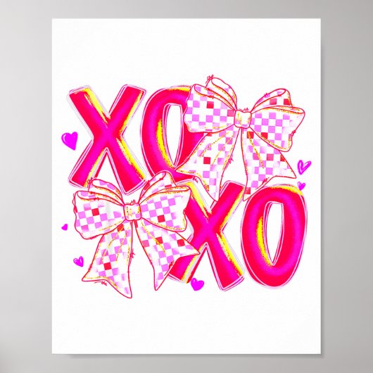 Coquette Valentine Xoxo Funny Valentine Bow Hearts Poster (Vorne)