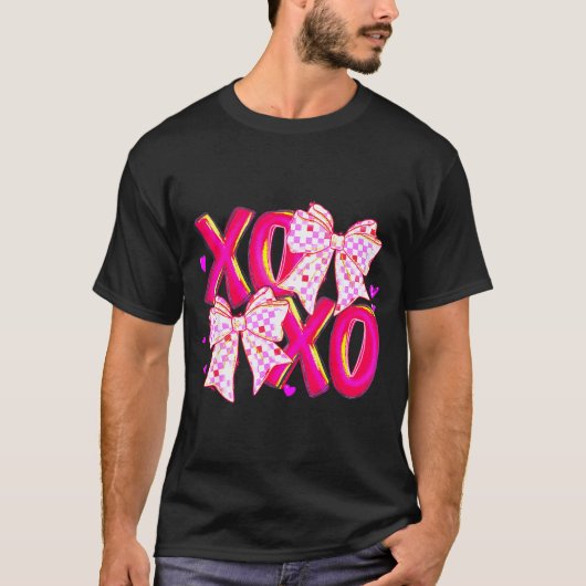 Coquette Valentine Xoxo Funny Valentine Bow Hearts T-Shirt (Vorderseite)
