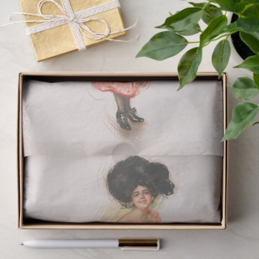 Coquette, Viktorianischer antiker Lithograph Print Seidenpapier (Geschenk)