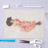 Coquette, Viktorianischer antiker Lithograph Print Seidenpapier (Handwerk)