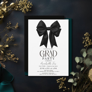 Coquette Vintag Black Bow Ribbon Graduierungsparty Einladung