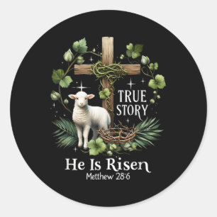 Coquette Wahre Story Er ist Vintager Ostern Chr Runder Aufkleber