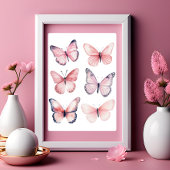 Coquette Wall Art Light Pink Butterfly Poster