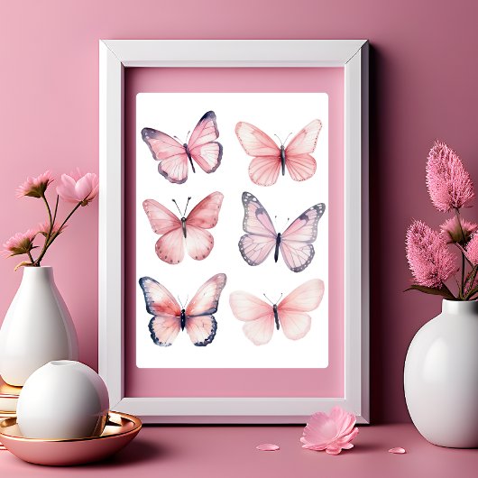 Coquette Wall Art Light Pink Butterfly Poster