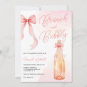 Coquette Wasserfarbe Brunch Bubbly Brautparty Einladung (Vorderseite)