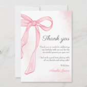 Coquette Wasserfarbe Rosa Niedlicher Bow Geburtsta Dankeskarte (Vorderseite)