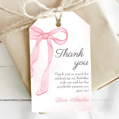 Coquette Wasserfarbe Rosa Niedlicher Bow Geburtsta Geschenkanhänger