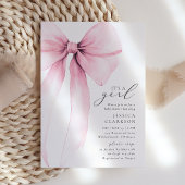 Coquette Watercolor Big Pink Bow Babydusche Einladung