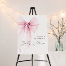 Coquette Watercolor Pink Bow Baby Dusche Willkomme