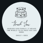 Coquette Wedding Cake Blue Wedding Favor Runder Aufkleber<br><div class="desc">Coquette wedding stickers featuring a hand -drawn wedding cake with coquette bows illustration. Perfect for bridal showers,  wedding favors,  envelope seals,  and aesthetic minimalist wedding decor. Soft,  romantic,  and timeless design for modern brides. Contact me for customization requests. I'd be happy to help.</div>