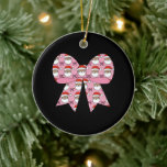 Coquette Weihnachten Pink Bow Santa Vintag Retro Keramik Ornament<br><div class="desc">Coquette Weihnachten Pink Bow Santa Vintag Retro Xmas</div>