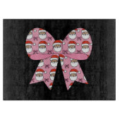 Coquette Weihnachten Pink Bow Santa Vintag Retro Schneidebrett (Vorderseite)