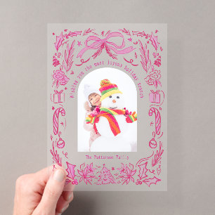 Coquette Weihnachten Rosa Rot Schleife Familie Fot Acryleinladungen