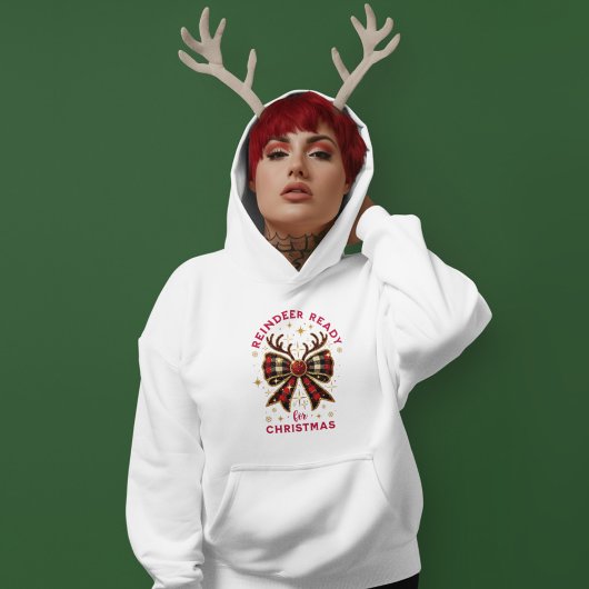 Coquette Weihnachts Kariert Reindeer Ready Bow Hoodie