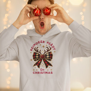 Coquette Weihnachts Kariert Reindeer Ready Bow Hoodie