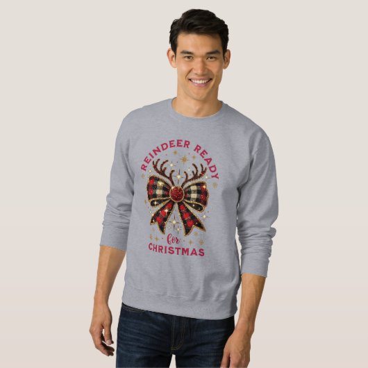 Coquette Weihnachts Kariert Reindeer Ready Bow Sweatshirt (Vorne ganz)