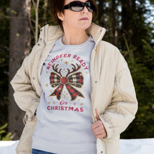 Coquette Weihnachts Kariert Reindeer Ready Bow Sweatshirt