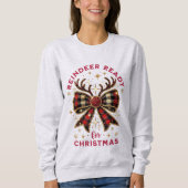 Coquette Weihnachts Kariert Reindeer Ready Bow Sweatshirt (Vorderseite)