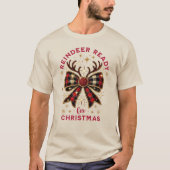Coquette Weihnachts Kariert Reindeer Ready Bow T-Shirt (Vorderseite)