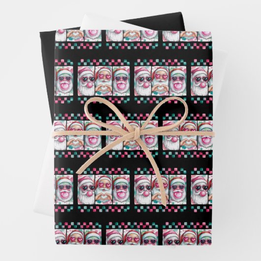 Coquette Weihnachts Weihnachts-Bow Retro Preppy Xm Geschenkpapier Set (Beispiel)