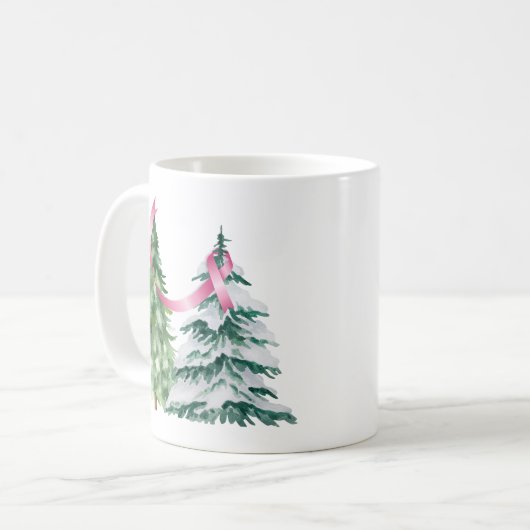 Coquette Weihnachtsbaum, Brustkrebs-Bewusstsein Kaffeetasse (Vorderseite Links)