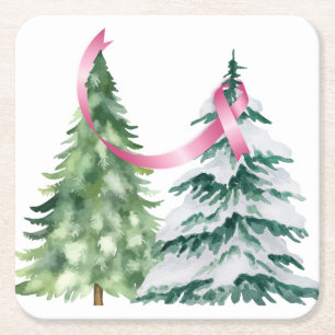 Coquette Weihnachtsbaum, Brustkrebs-Bewusstsein Rechteckiger Pappuntersetzer