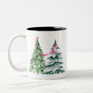 Coquette Weihnachtsbaum, Brustkrebs-Bewusstsein Zweifarbige Tasse