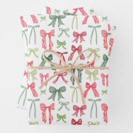 Coquette-Weihnachtsbögen Geschenkpapier – Rot & Gr Set