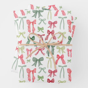 Coquette-Weihnachtsbögen Geschenkpapier – Rot & Gr Set
