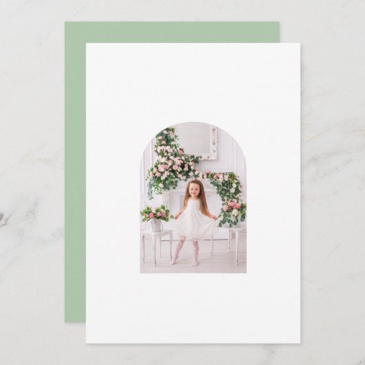 Coquette Weihnachtsfamilie Foto Pink Green Doodle Feiertagskarte (Vorne/Hinten)