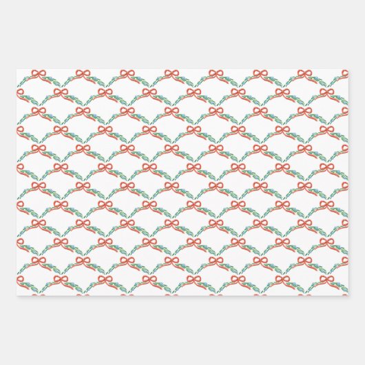 Coquette Weihnachtsgarland Scalloped Doodle Geschenkpapier Set (Vorderseite)