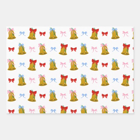 Coquette Weihnachtsglocken und Bows Classic Geschenkpapier Set (Vorderseite 3)