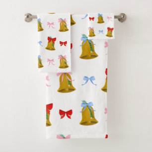 Coquette Weihnachtsglocken und Bows Preppy Classic Badhandtuch Set