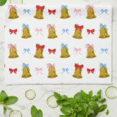 Coquette Weihnachtsglocken und Bows Preppy Classic Geschirrtuch (Gefaltet)