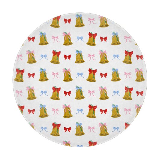 Coquette Weihnachtsglocken und Bows Preppy Classic Schneidebrett (Vorderseite)