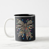 Coquette Weihnachtslicht Bow Merry Xmas Urlaub Zweifarbige Tasse (Links)