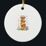 Coquette Western Highland Cow Easter Eggs Cute Bun Keramik Ornament<br><div class="desc">Coquette Western Highland Cow Easter Eggs Cute Bunny Cow T-Shirt</div>