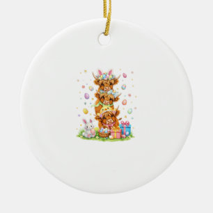 Coquette Western Highland Cow Oster Eier Süße Hase Keramik Ornament