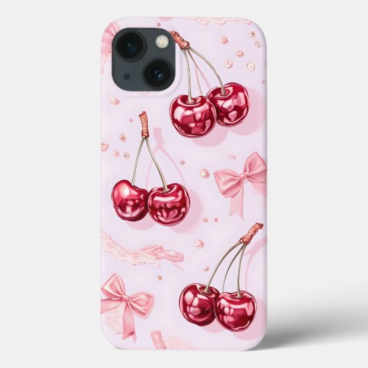 Coquette Whimsical Cherries & Pink Bows Case-Mate iPhone Hülle (Rückseite)
