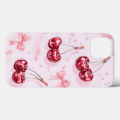 Coquette Whimsical Cherries & Pink Bows Case-Mate iPhone Hülle (Rückseite (Horizontal))