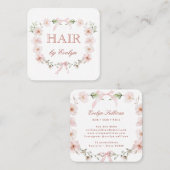 Coquette-Wildblumen Frame Hair Business Card Quadratische Visitenkarte (Vorne/Hinten)