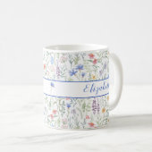 Coquette Wildblumenwiese Personalisiert Blau Kaffeetasse (VorderseiteRechts)